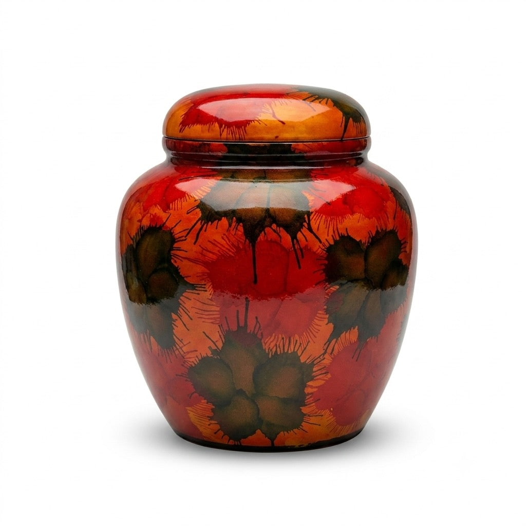Light Fireworks Painted Lacquerware Ginger Jar