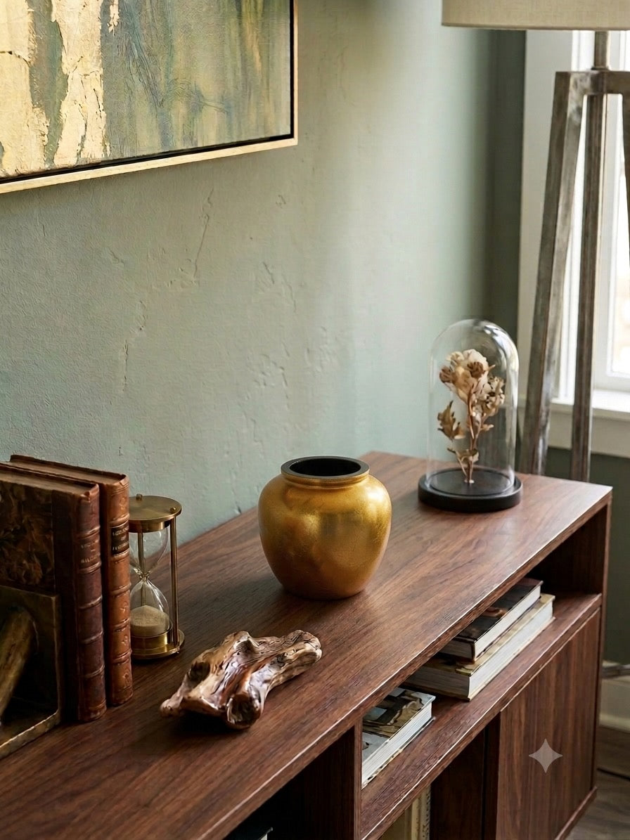 Gold Round Lacquerware Ginger Jar