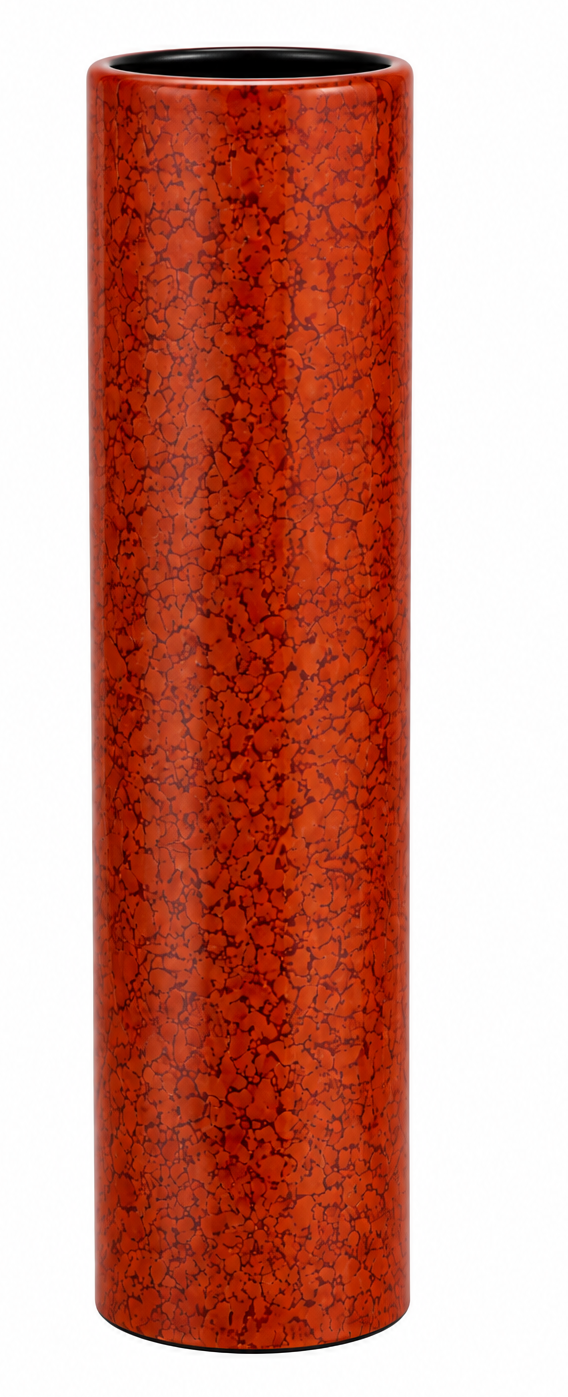 Tall Handpainted Lacquer Vase - Orange Droplet Design
