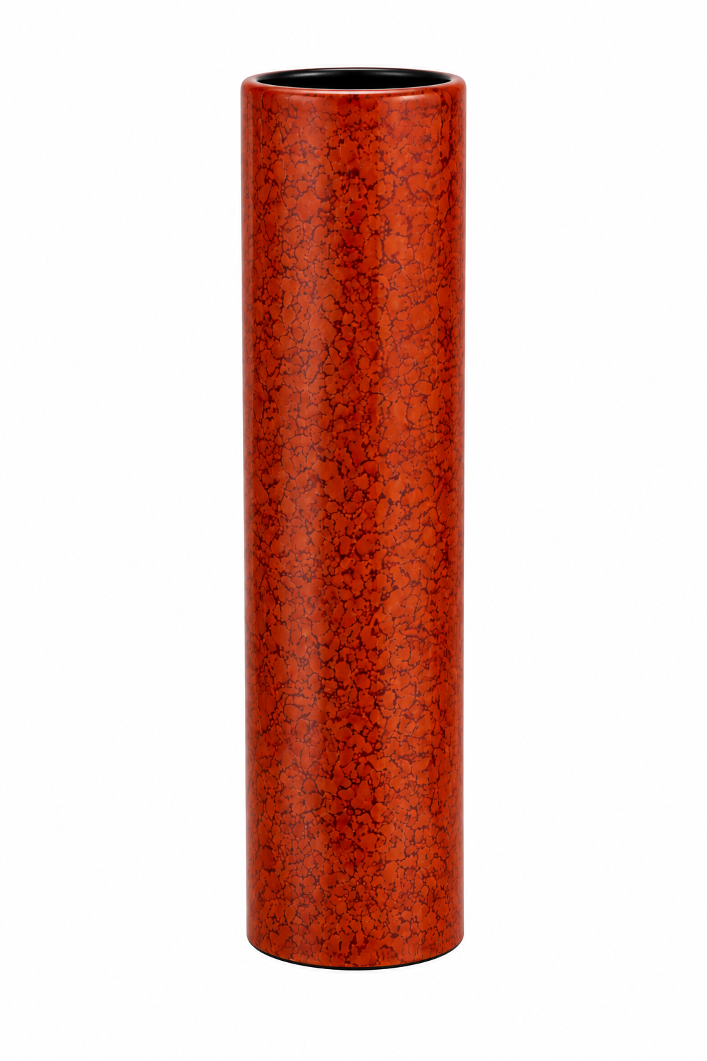 Tall Handpainted Lacquer Vase - Orange Droplet Design