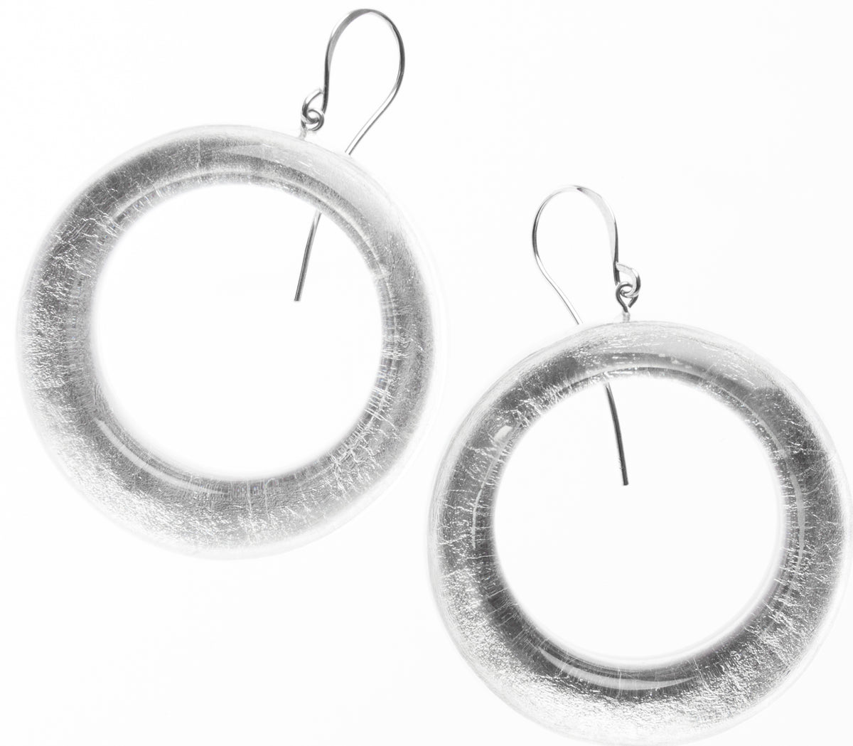 Zsiska Precious Silver Circle Drop Earrings