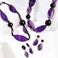 Zsiska Bossa Nova Purple and Black Earrings
