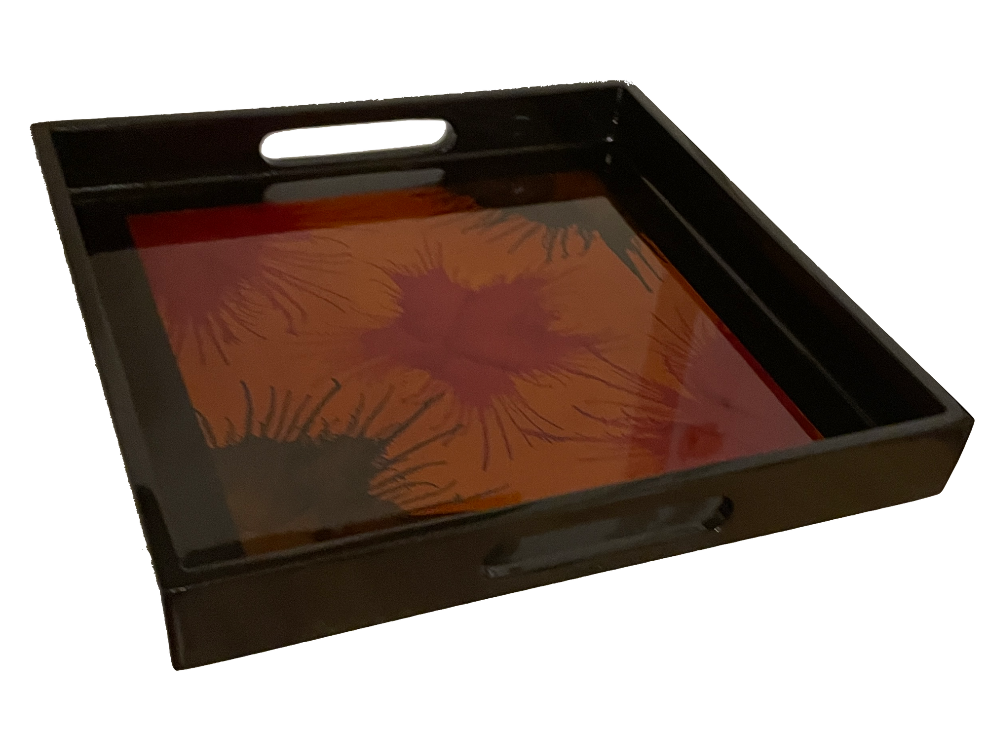 Lacquerware Square Tray with Handles - choose your colour