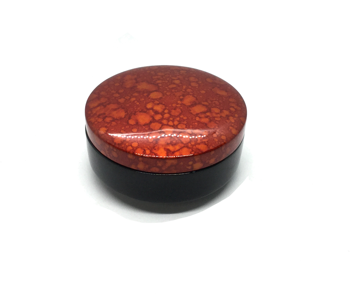 Orange Round Lacquerware Trinket Box - Water Droplets painting
