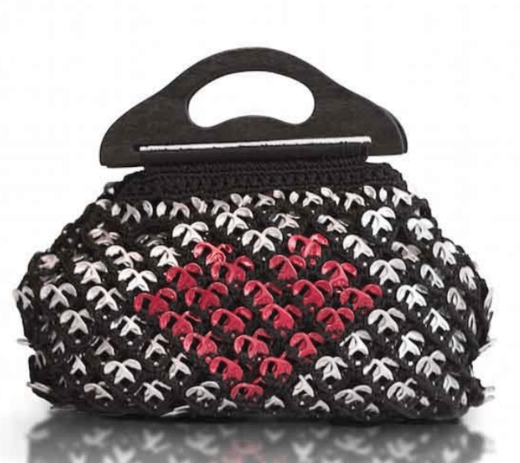 Solene M "In Love" Black Handbag made from recycled Can Pull Tabs