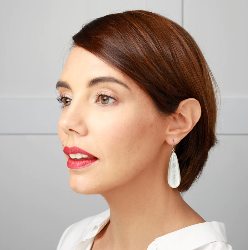 Zsiska Precious Silver Leaf Drop Earrings