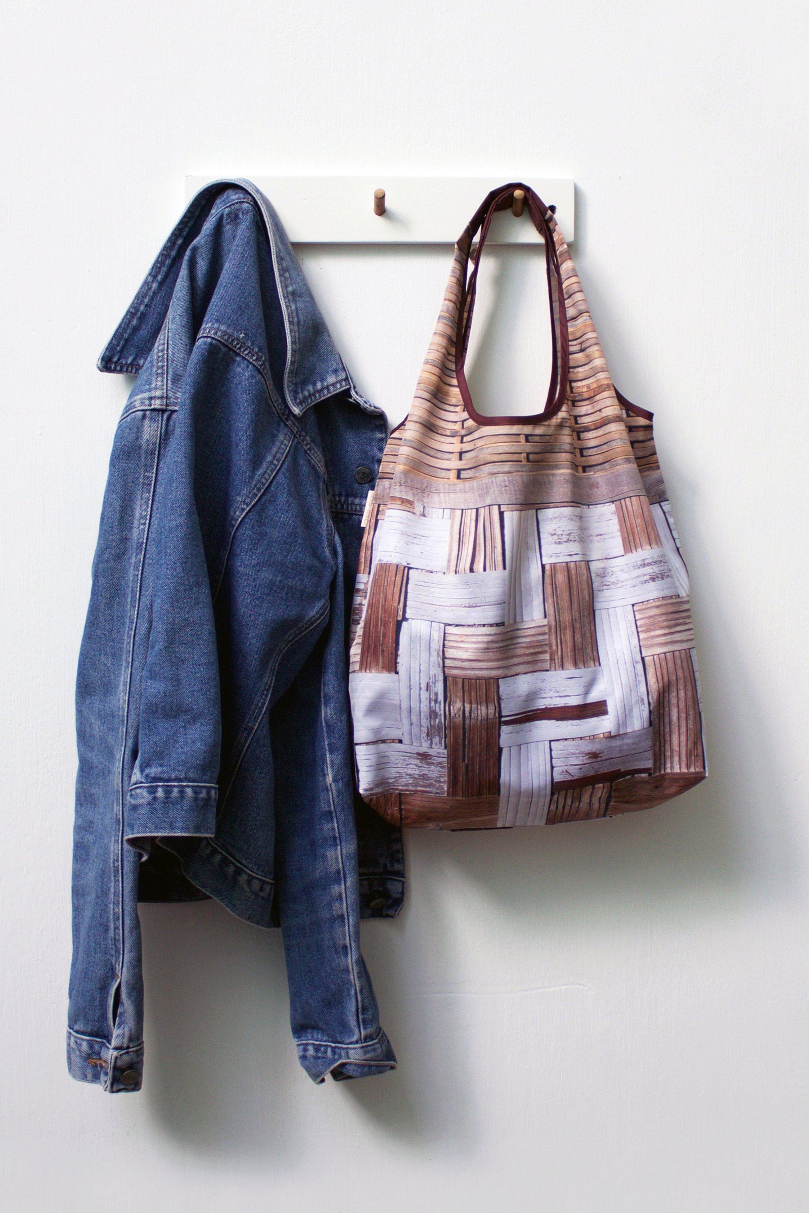 Bamboo Wall Foldable Tote Bag-CUSHnART-Temples and Markets