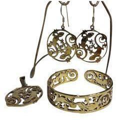 Brass Gecko Friend Earrings-Angkor Bullet Jewellery Cambodia-Temples and Markets