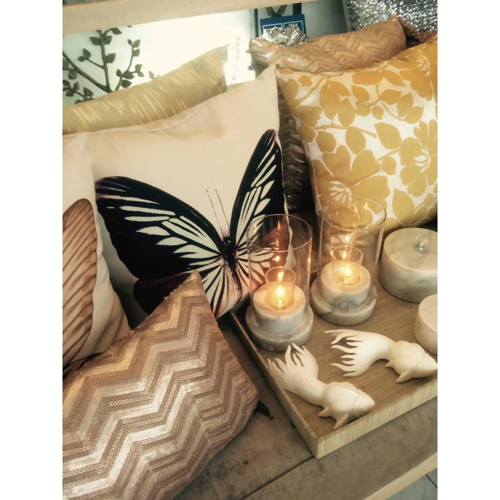 Bronze Diagonal Lines Sequinned Cushion Cover-ML Living-Temples and Markets
