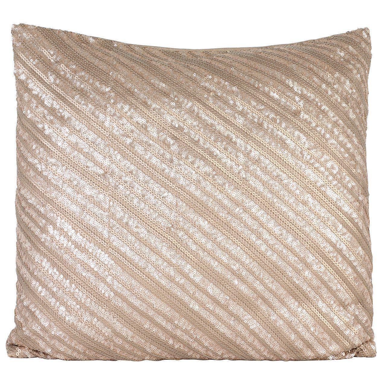 Bronze Diagonal Lines Sequinned Cushion Cover-ML Living-Temples and Markets