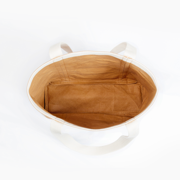 Ella Light Camel Tote Bag made from Washable Paper, an eco-friendly alternative to leather-Pretty Simple Bags-Temples and Markets