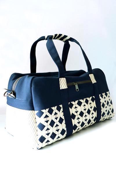 Friends 'n' Stuff Black Canvas and Palm Leaf Weekender Bag-Bags-Friends "N" Stuff-Temples and Markets