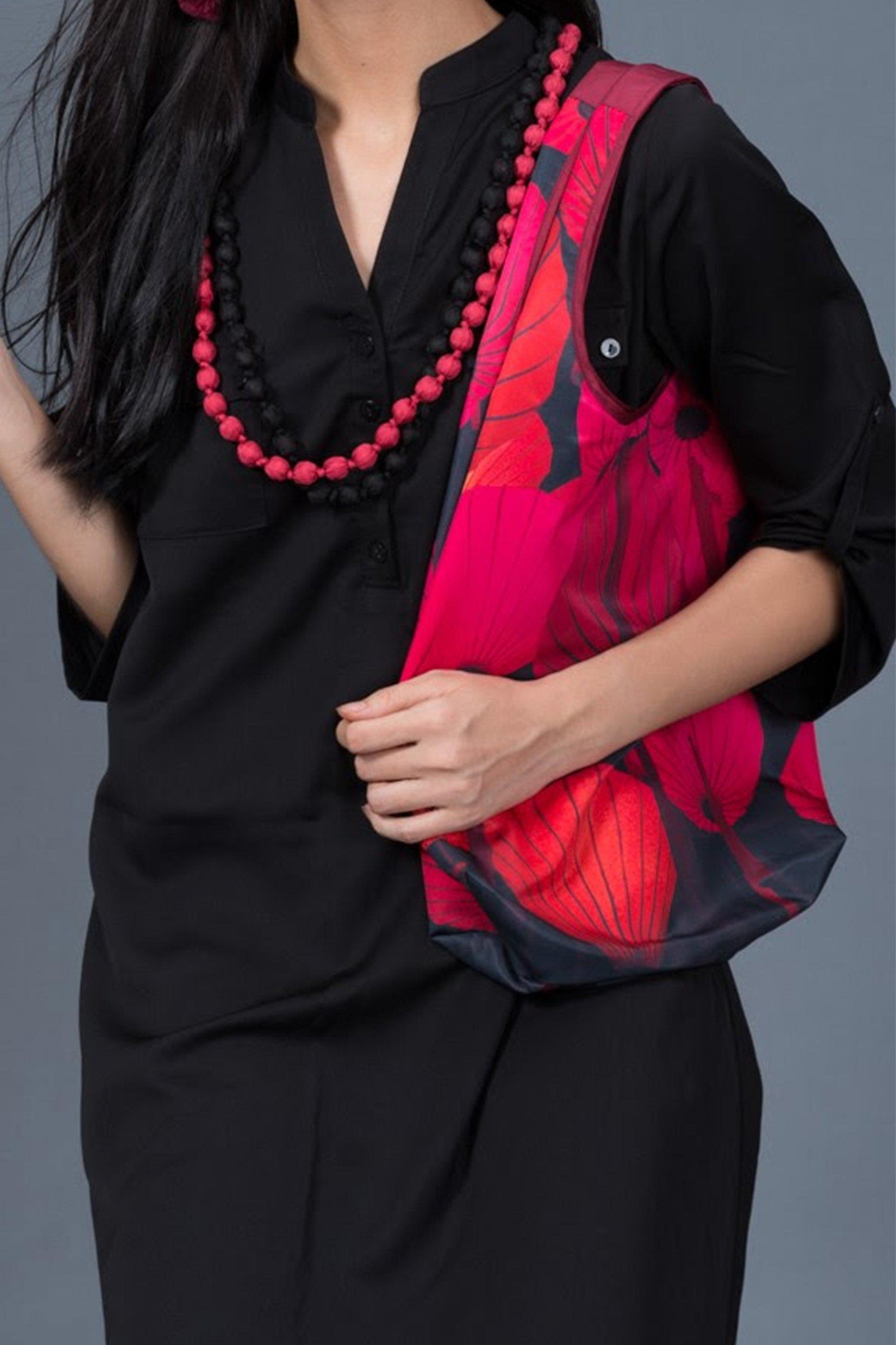 Red Lantern Foldable Tote Bag-CUSHnART-Temples and Markets