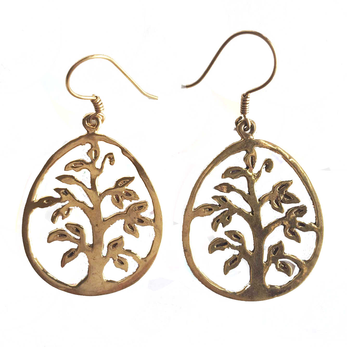 Tree of Life Brass Drop Earrings-Angkor Bullet Jewellery Cambodia-Temples and Markets