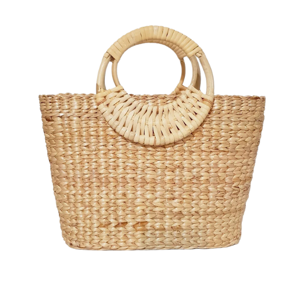 Basket Bag handwoven from Water Hyacinth with Round Handles