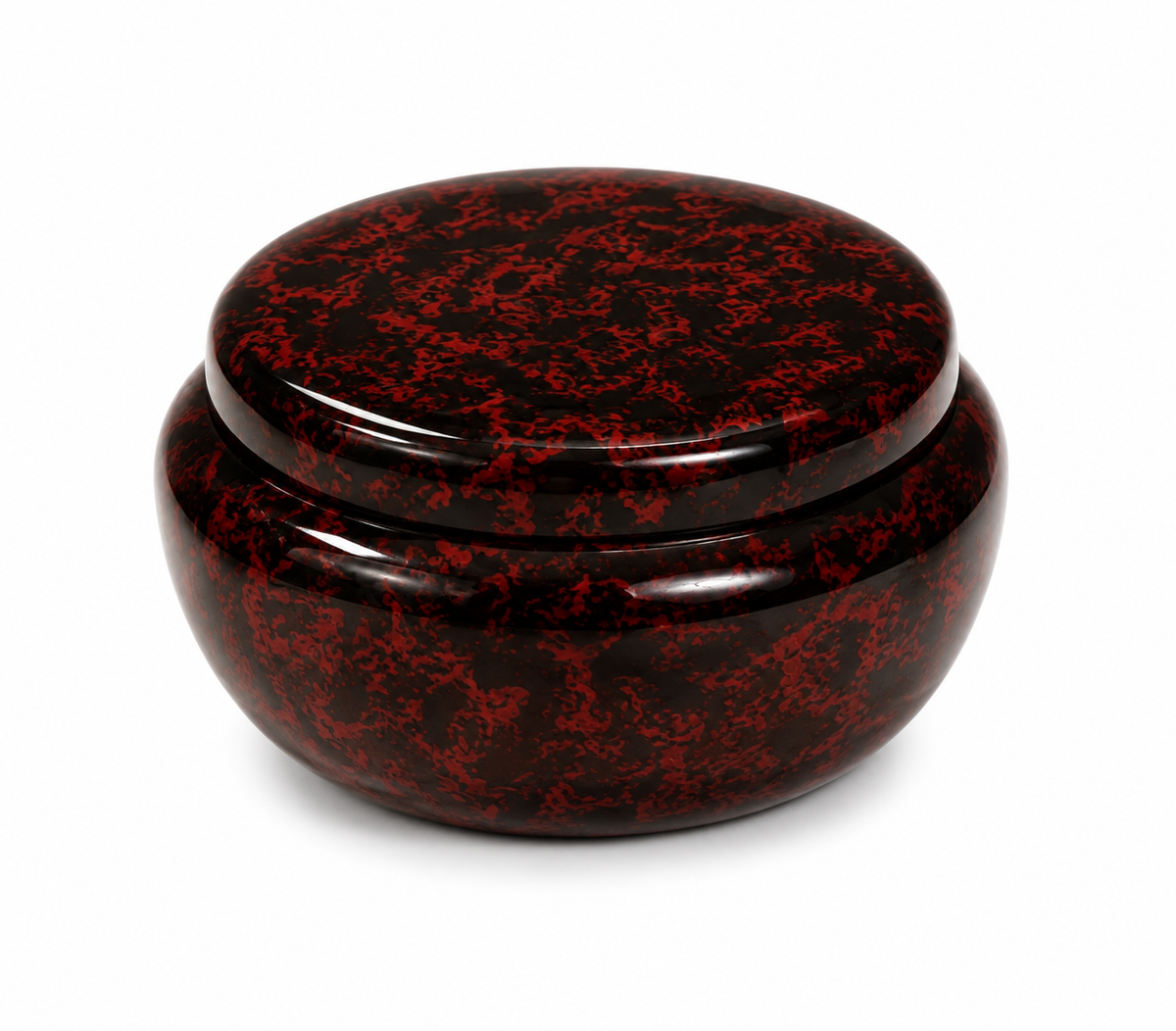 Black and Red Handpainted Round Lacquer Candy Box with Lid