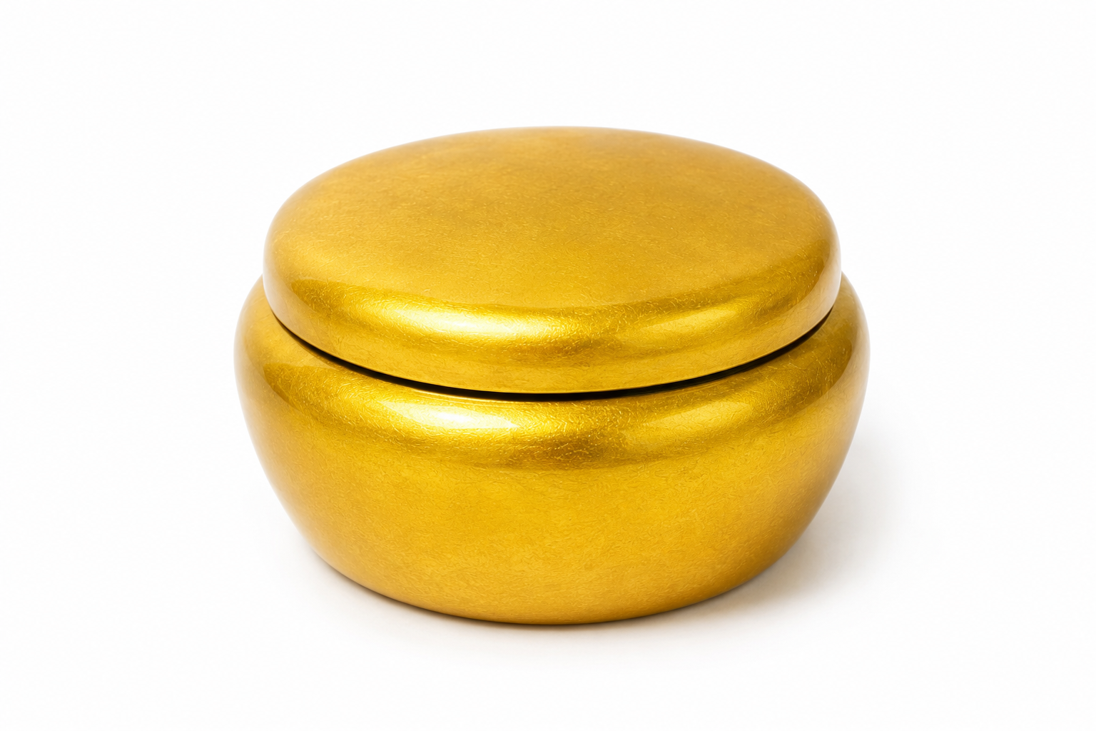 Gold Handpainted Lacquer Round Candy Box with Lid