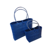 Helping Hands Penan Blue Handwoven Basket Style Tote Bag