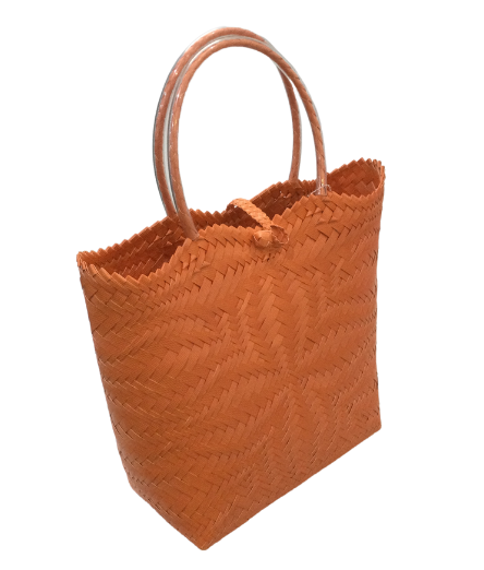 Helping Hands Penan Orange Handwoven Basket Style Tote Bag