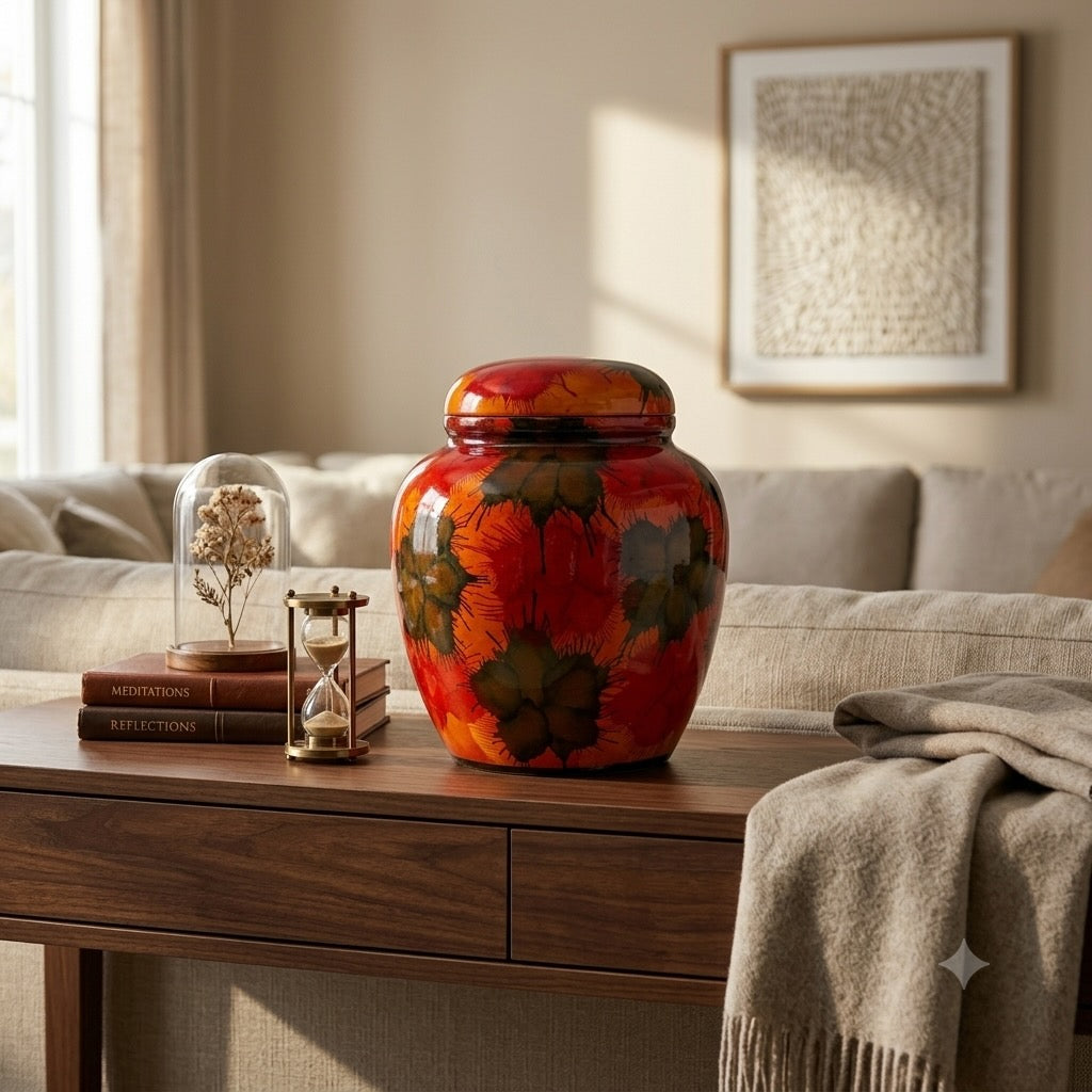 Light Fireworks Painted Lacquerware Ginger Jar