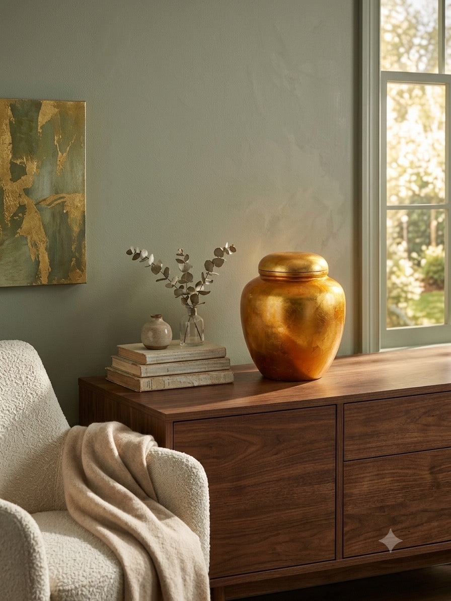 Gold Round Lacquerware Ginger Jar
