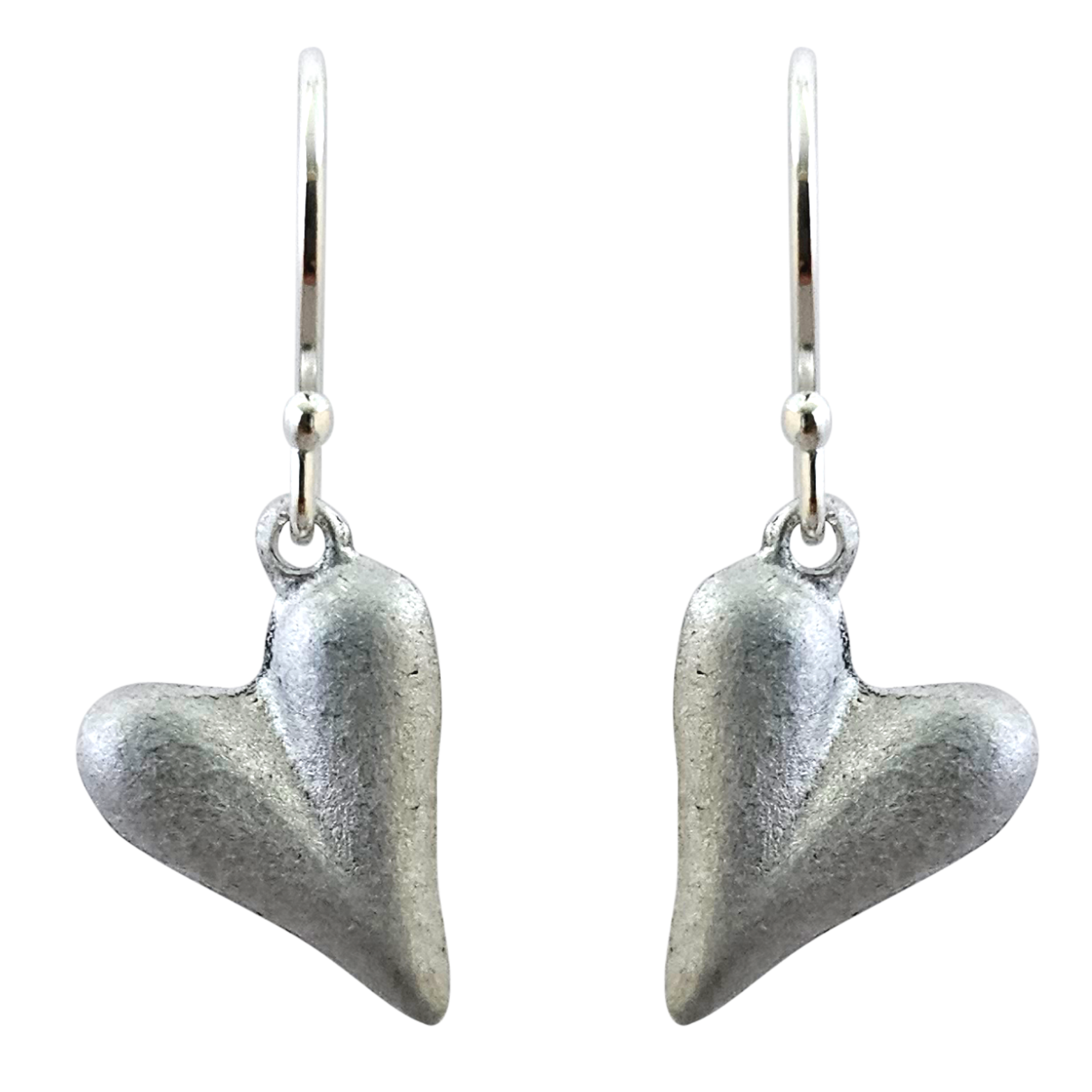 LOVEbomb Heart V Drop Earrings on Sterling Silver Hooks