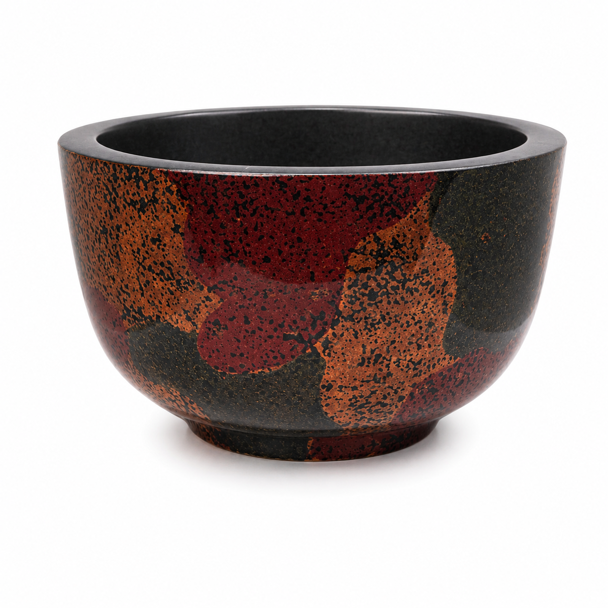 Large Lacquerware Bowl - Handpainted Coloured Patches design