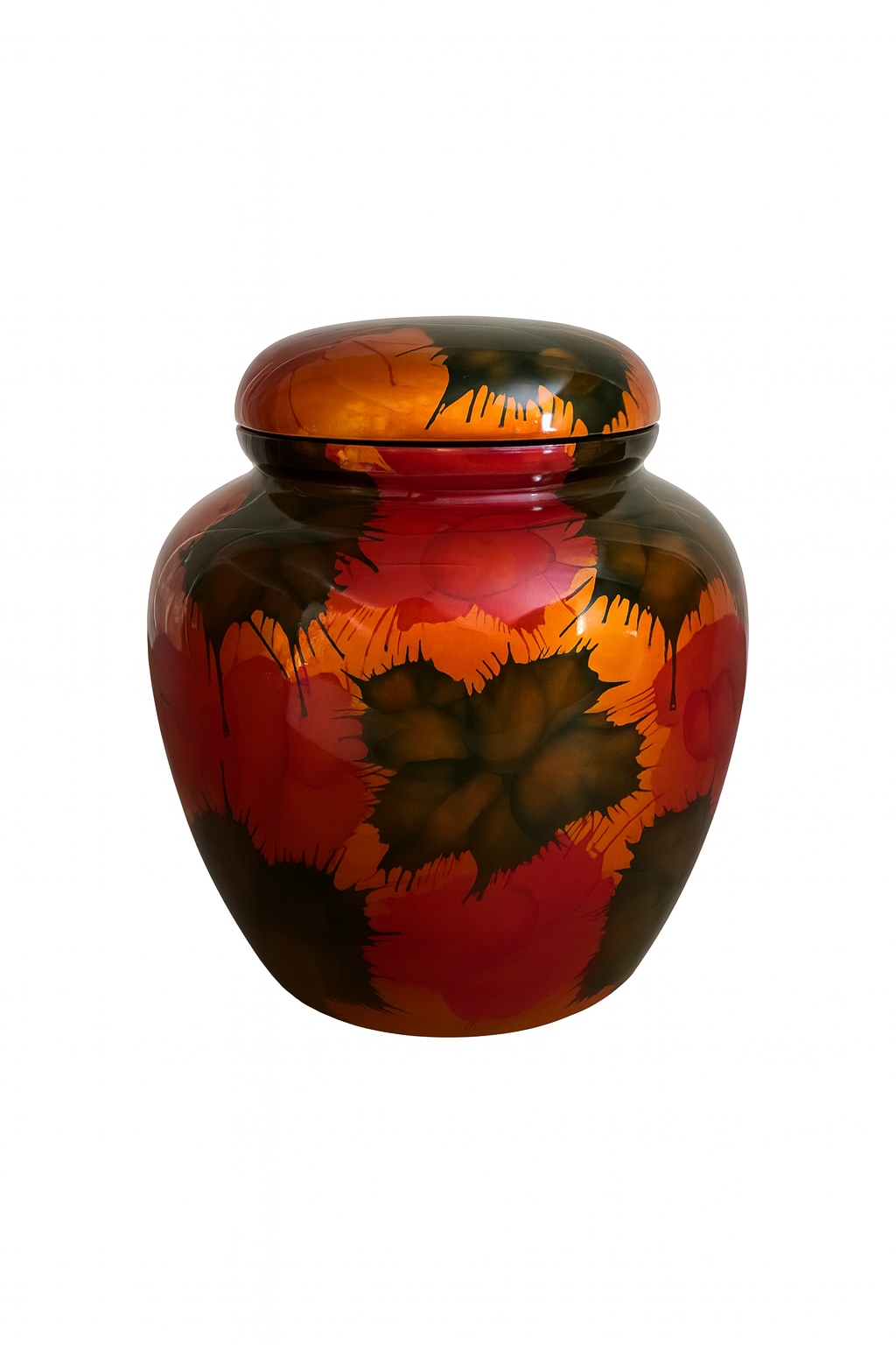 Light Fireworks Painted Lacquerware Ginger Jar
