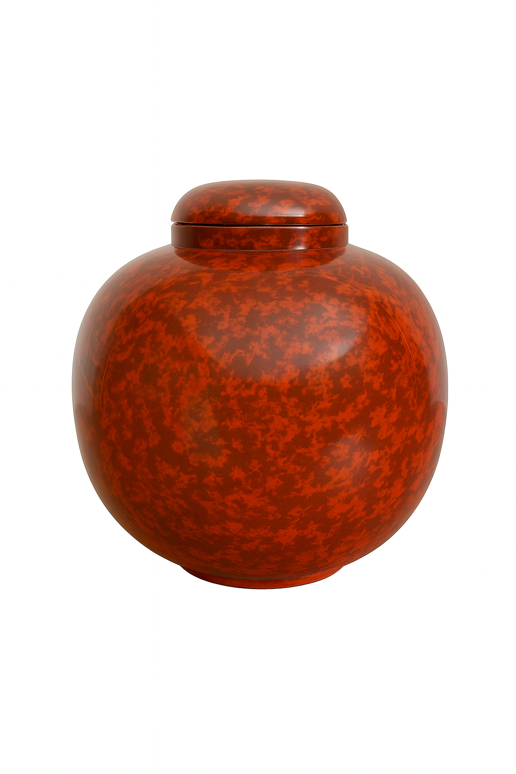 Red and Black Painted Rounded Lacquerware Ginger Jar