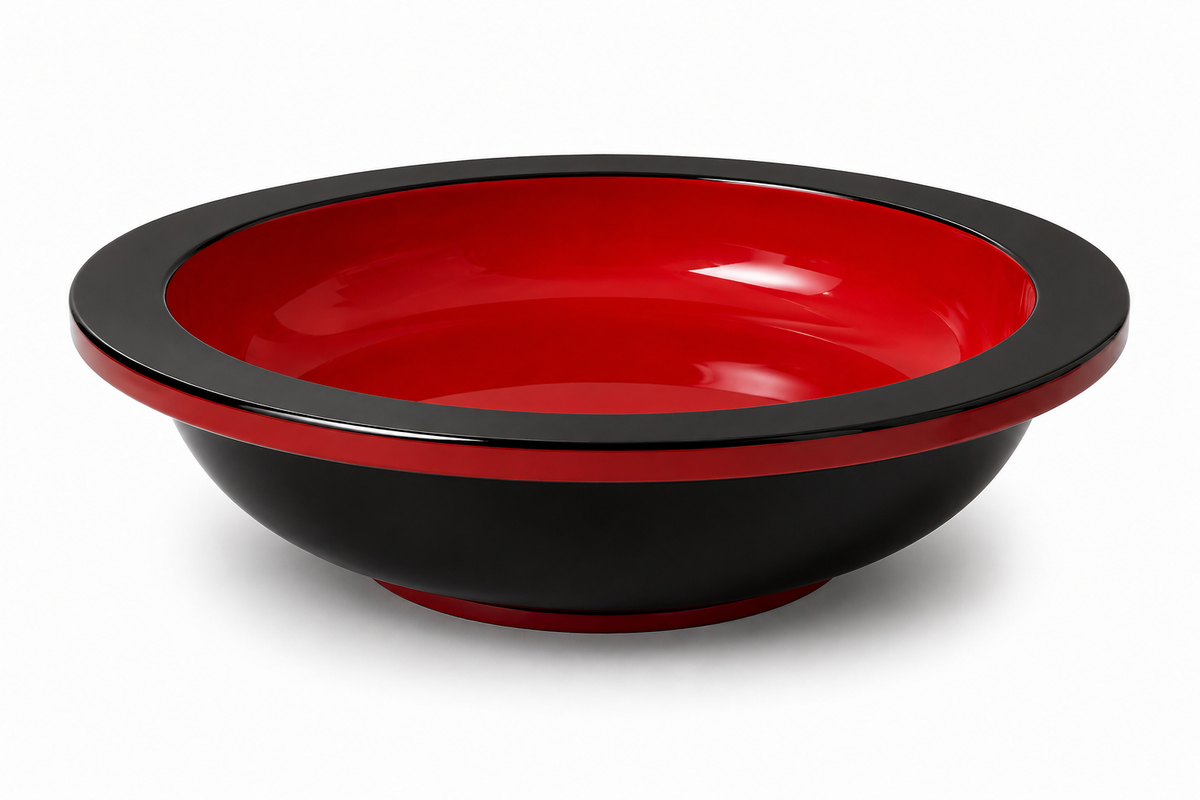 Christmas Red and Black Painted Renaissance Lacquer Bowl