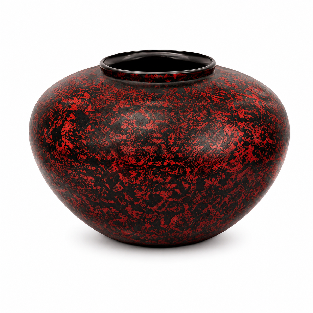 Red and Black Painted Round Vase