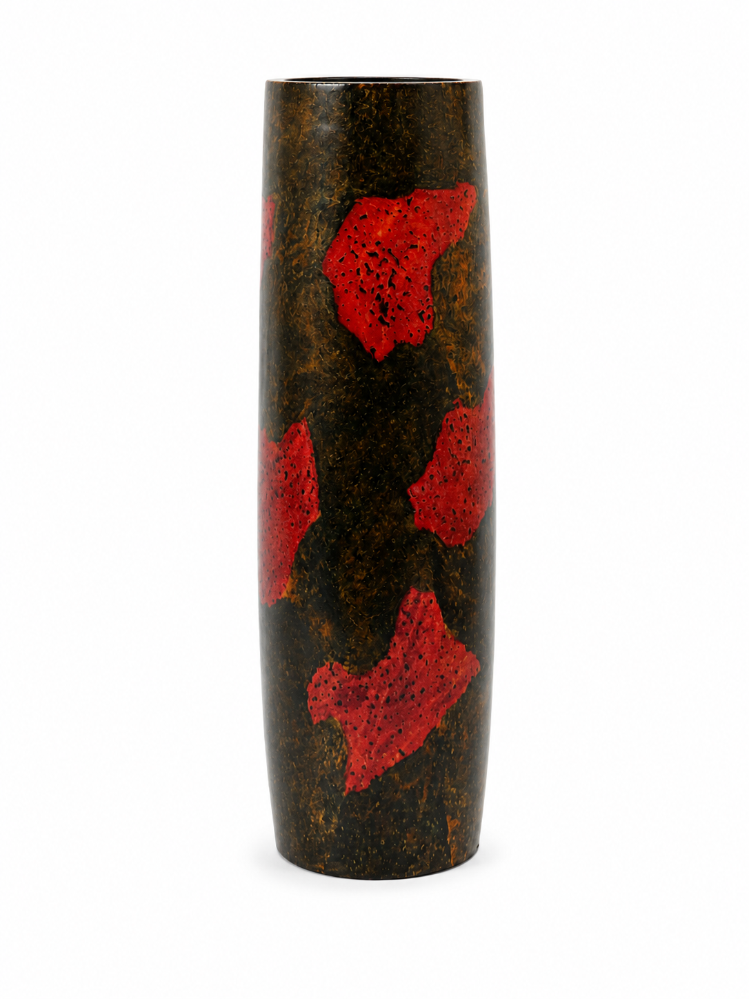 Small Lacquerware Painted Vase - Red Patches Design