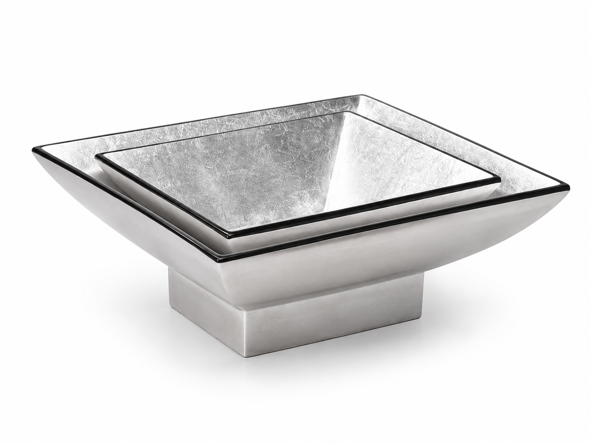 Metallic Silver Lacquerware Square Bowl Set
