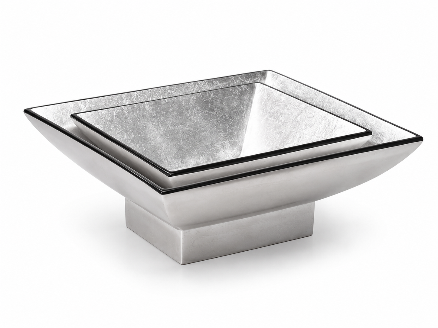 Metallic Silver Lacquerware Square Bowl Set