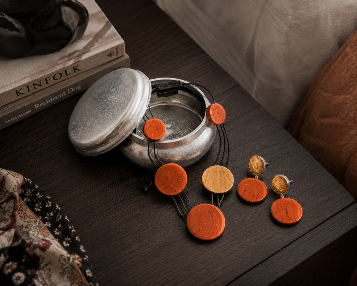 Zsiska Selene Adjustable Two Tone Orange Necklace