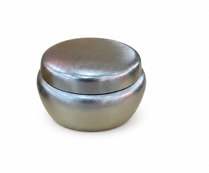 Silver Round Handpainted Lacquer Candy Box with Lid