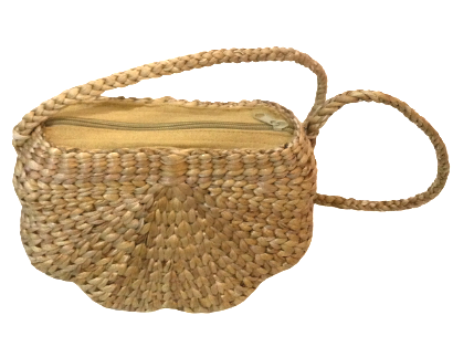 Flower Cross Body Basket Bag made from sustainable water hyacinth