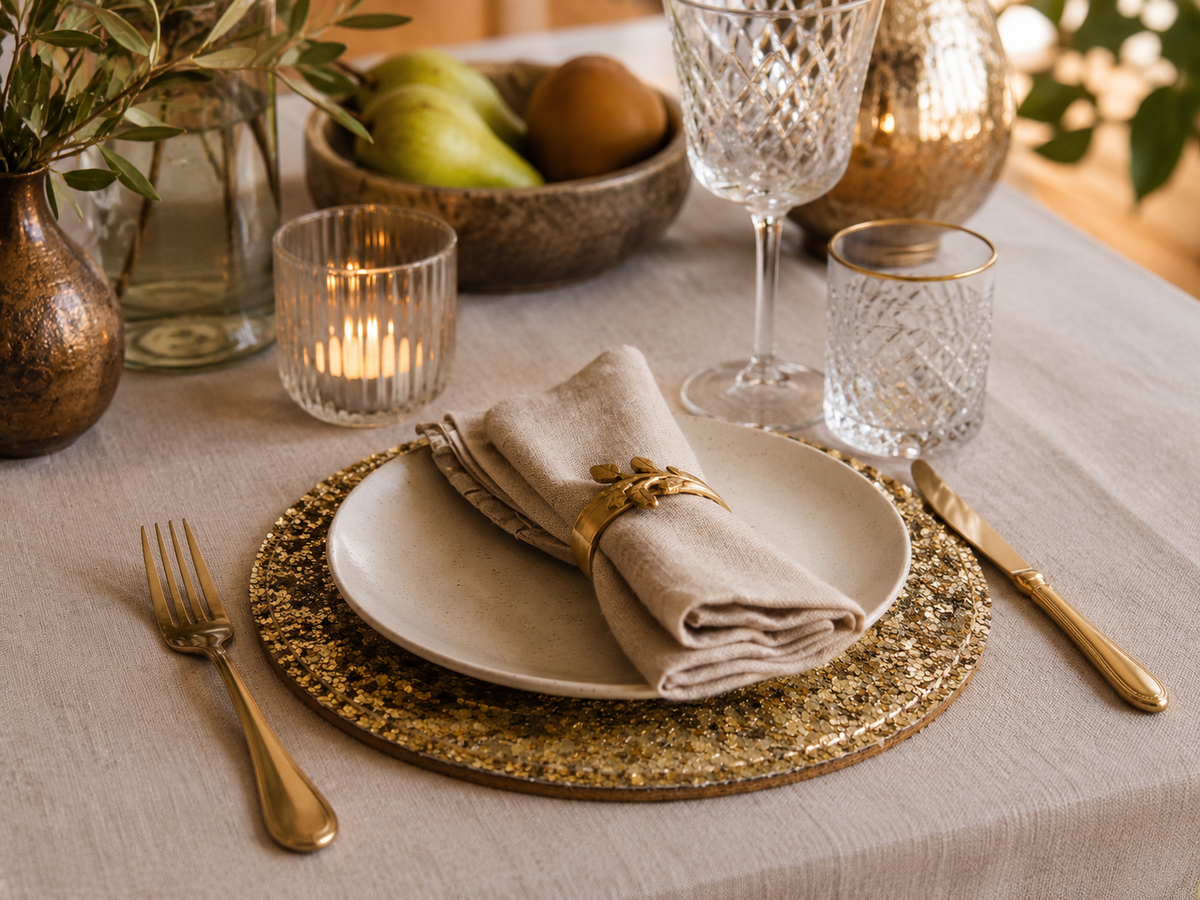 Sparkly Gold Round Coaster