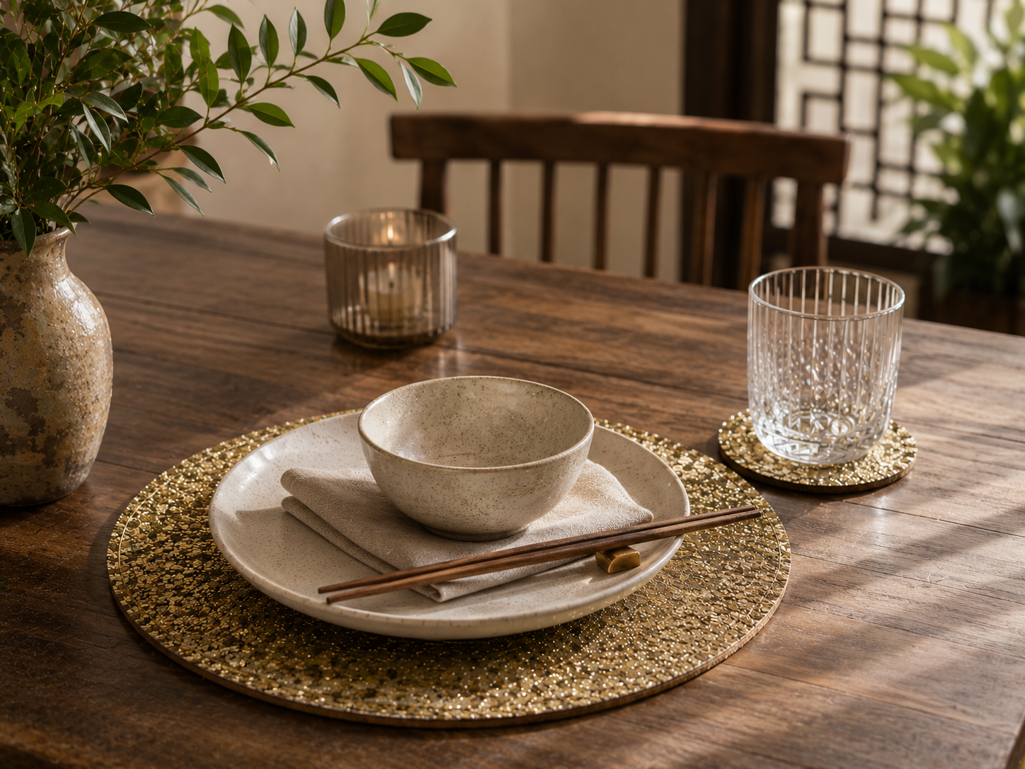 Sparkly Gold Round Coaster