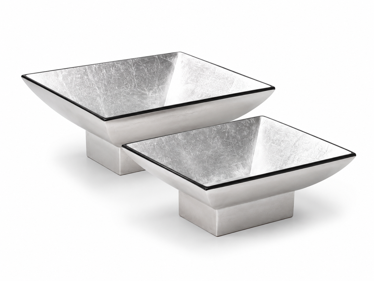 Metallic Silver Lacquerware Square Bowl Set