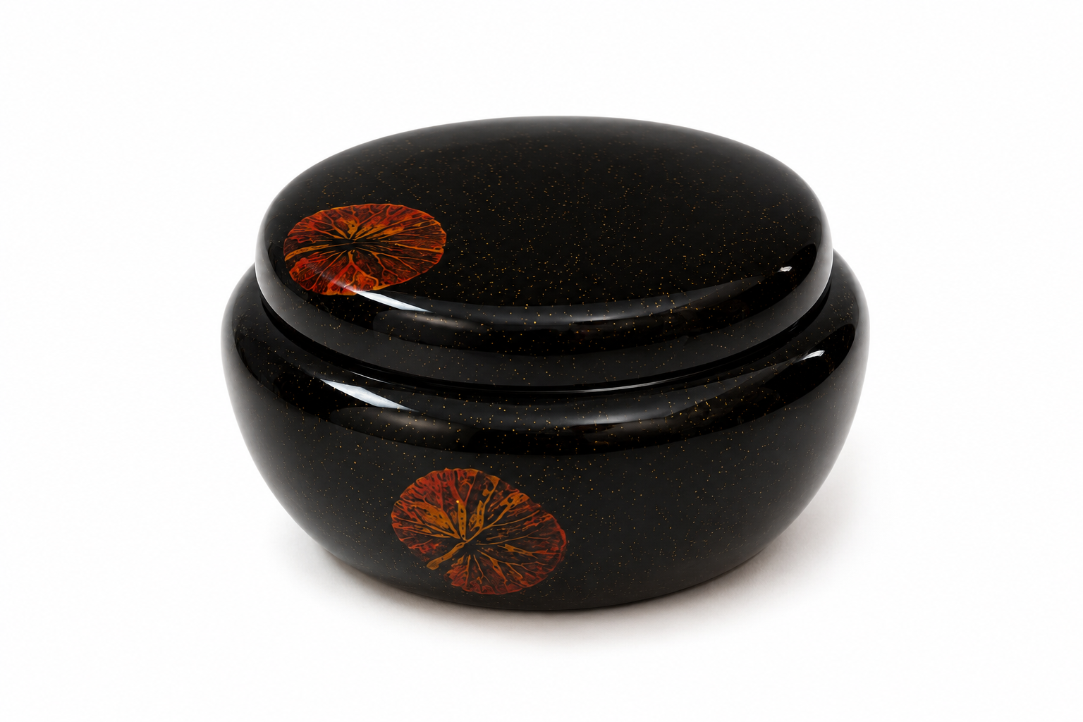 Summer Flowers Design - Handpainted Round Lacquer Candy Box with Lid