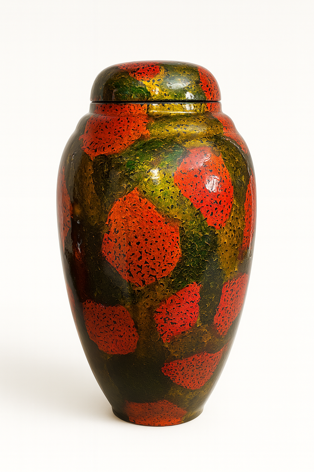 Painted Lacquerware Ginger Jar - Red Patches Design