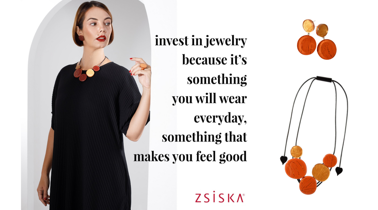 Zsiska Selene Adjustable Two Tone Orange Necklace