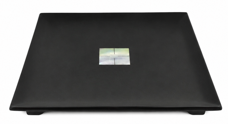 Lacquerware Square Tray with Pearl Shell Feature