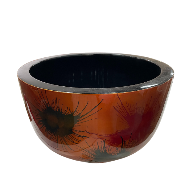Large handpainted Lacquerware Bowl - light fireworks pattern