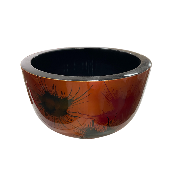 Large handpainted Lacquerware Bowl - light fireworks pattern