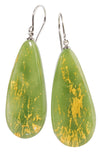 Zsiska Rhea Drop Earrings - Teal or Green with Gold Leaf Feature