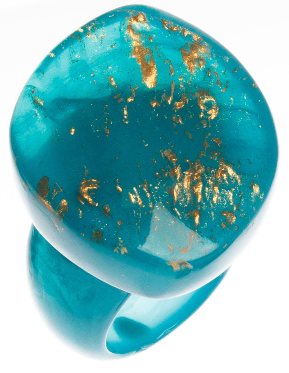 Zsiska Rhea Ring - Teal or Green with Gold Leaf Feature