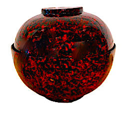 Large Black and Red Lacquerware Two Bowl Set