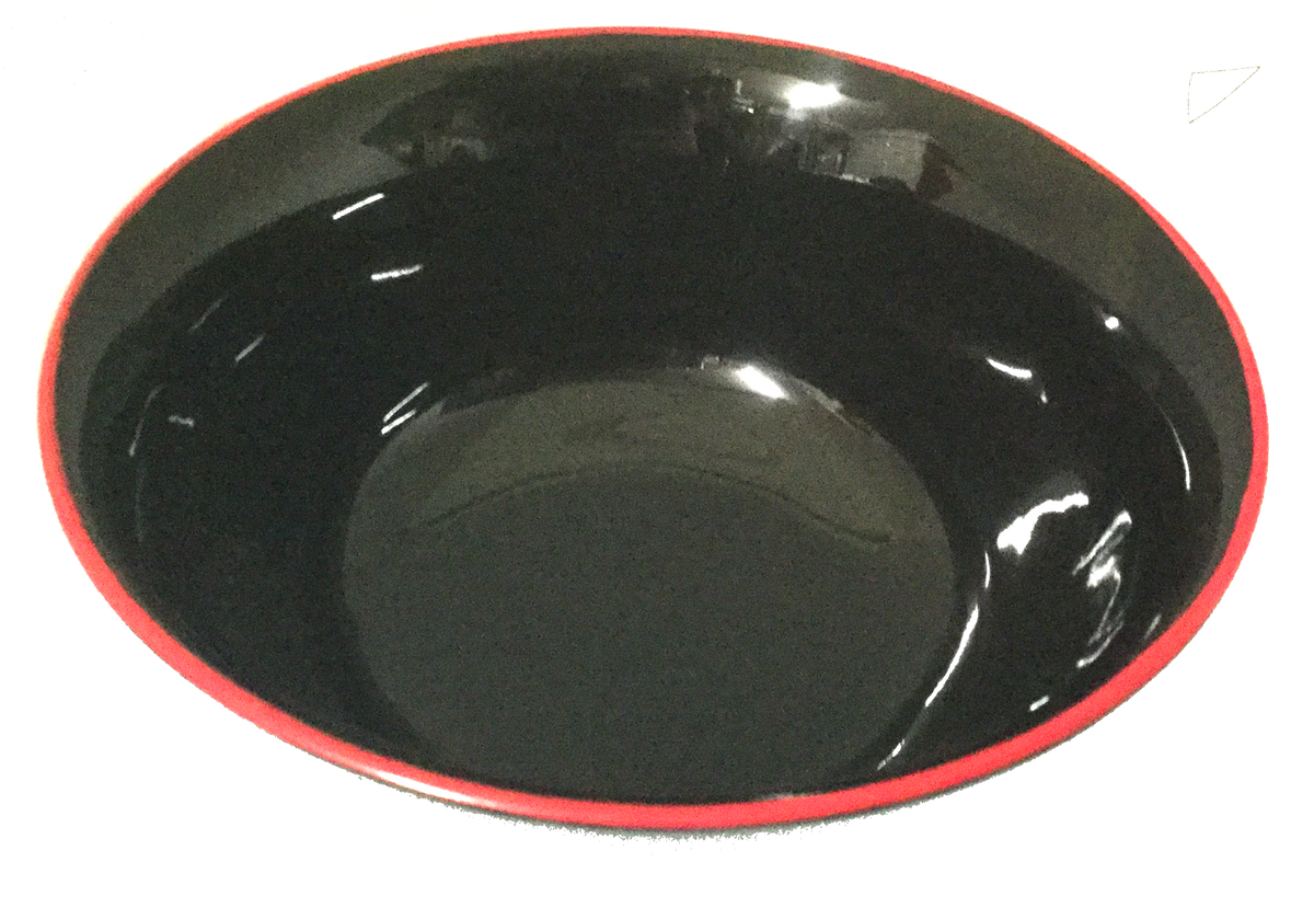 Lacquered Bowl with 3 legs - Black with Red Edging